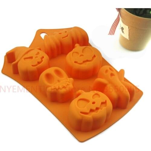 50pcs Explosion models hot silicone cake mold Halloween pumpkin chocolate mold round DIY tools