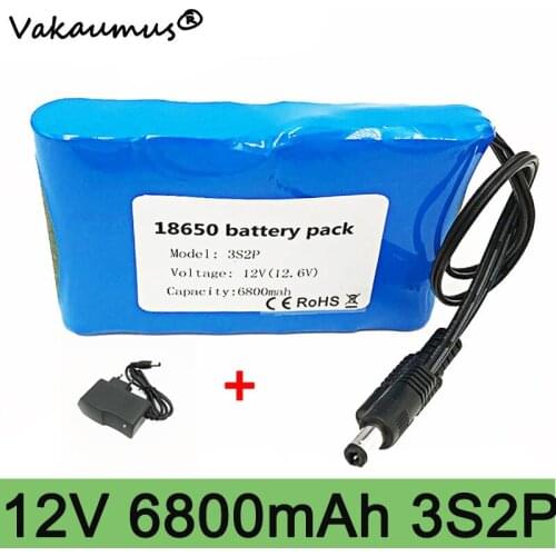 12v Battery Pack Lithium battery 12v 6800mah 18650 bms 3s 2p portable 12v dc battery for CCTV Cam Monitor GPS Car Camera vakaum