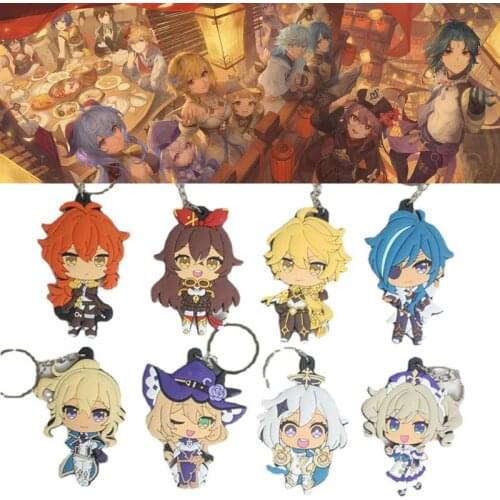 Anime Genshin Impact Cosplay Keychain Keyring Pvc Accessories Pendant Key Chains Gifts