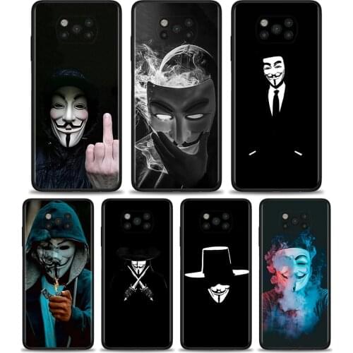 Anonymous Mask for Xiaomi Poco X3 NFC F1 F3 M3 X3 Pro TPU Case for Redmi Note 8 8T 9 9T 9S 10 Pro Soft Phone Shell Housing