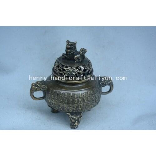 Antique QingDransty brass incense burner,Lion,Decoration,Collection&Adornment,Free shipping