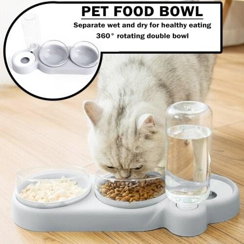 Automatic Cat Bowl Water Dispenser Water Storage Pet Dog Cat Food Bowl Food Container with Waterer Pet Waterer Feeder