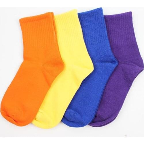 Tide Brand Fluorescent Socks Spring And Summer Simple Solid Color Socks Men And Women in Stockings Couple Sports Casual Cotton S