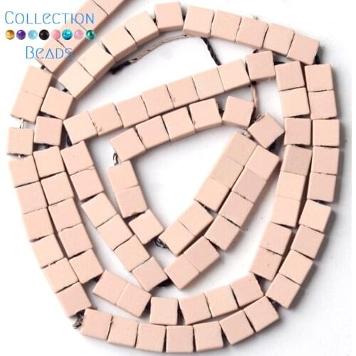 Natural Stone Pink Hematite Square Shape Rubber Beads For Jewelry Making Spacer Loose Beads Diy Bracelets 4x4mm 15"
