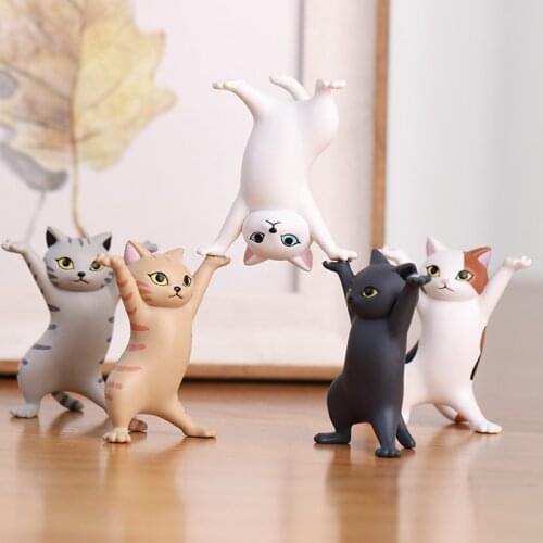 Dancing Cat Airpods pro Case 1/2/3 Support Earphone stand Pen Ring Jewelry Display Stand Cute Doll Handmade Desktop Organizer
