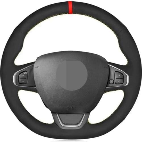 Car Steering Wheel Cover Hand-Stitched Soft Black Genuine Leather Suede For Renault Clio 4 (IV) Kaptur Captur 2016-2019