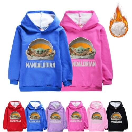 2022 3-16Year Baby Yodaa Autumn and Winter Childrens Clothing Cartoon Plus Fleece Hooded Sweater Fashion Loose Hedging Sweater