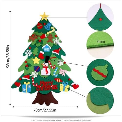 DIY Felt Christmas Tree Decorations Kids Gifts Xmas Tree Door Wall Hanging Ornaments Artificial Tree for Home Navidad Decor 2021