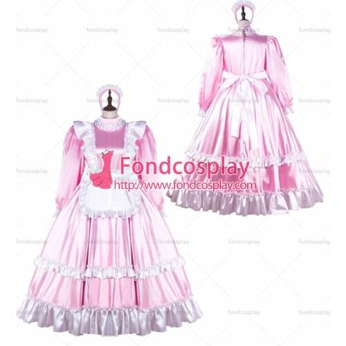 Sissy maid satin dress lockable Uniform cosplay costume Tailor-made[G2254]