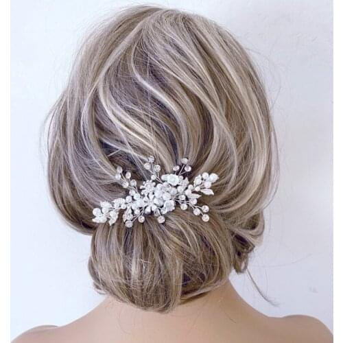 Hair Comb Hair Accessories For Women Rhinestone Flower Hair Jewelry Elegant Pearl Women Hair Jewelry Bride Accessories
