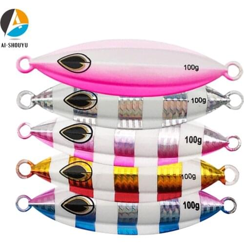 AI-SHOUYU Metal Jigs Spoon Lure 40g 60g 80g 100g 150g 200g Jigging Lead Sea Bass Fishing Lure Artificial Bait Hard Minnow Lure
