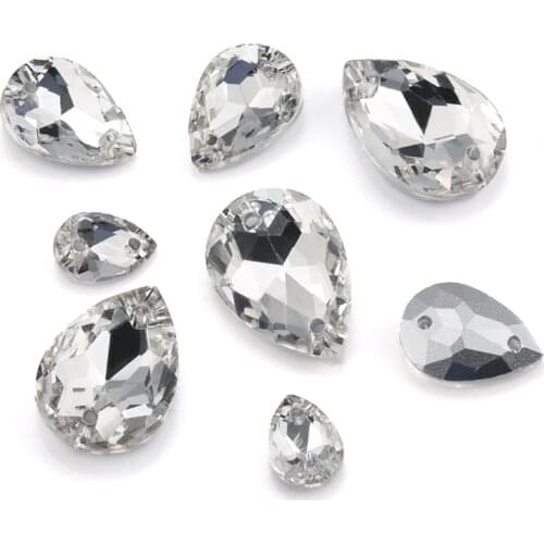 Horse eye/ drop Crystal Glass Sew On Rhinestone Pointback Sew on Beads Droplet Sewing Bead For Wedding Dress