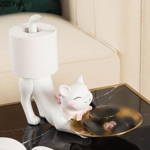 Cute Kitten Trays Decorative Fruits Basket Resin Cat Crafts Tissue Box Holder Storage Ornaments Storage Plate Jewelry Dish