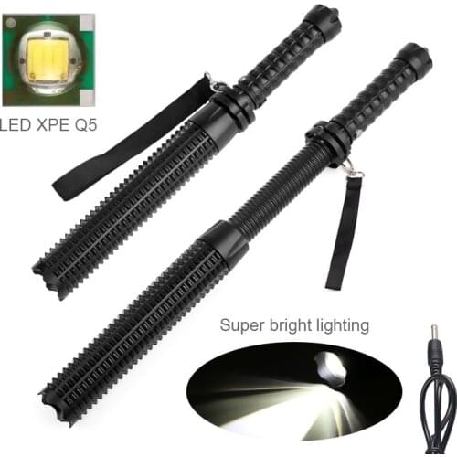 Multifunction LED Flashlight Telescopic Self Defense Stick Powerful Zoomable Tactical Baton Flash Light 18650 XML Q5 Led Torch