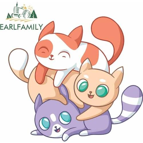 EARLFAMILY 13cm x 12.3cm for Sweet Cats Playing Decal Windshield Motorcycle Car Stickers Bumper Waterproof Cartoon Decoration