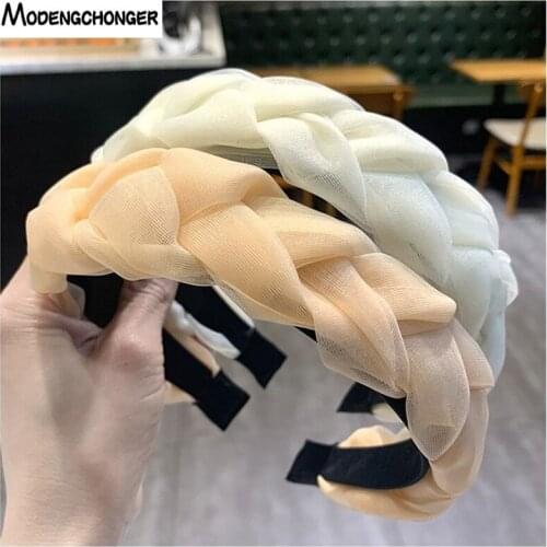 1PC Fashion Hair Accessories Wide Shiny Lace Weaving Hairbands Braided Headband Hair Hoop Fashion Hair Bands Bezel Headdress Hot