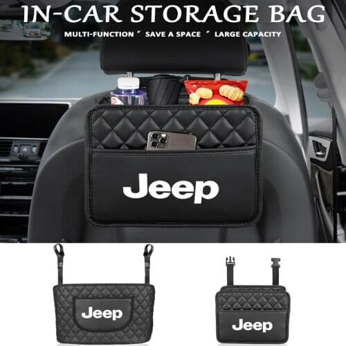 Car Seat Back Organizer Storage Bag Interior Parts Leather Bag Car ​Accessorie For Jeep Renegade Compass Grand Cherokee Wrangler