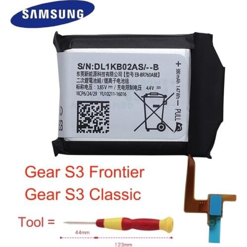 Original Battery EB-BR760ABE 380mAh For Samsung SM-R760 SM-R770 SM-R765 Gear S3 Frontier Gear S3 Classic + tools