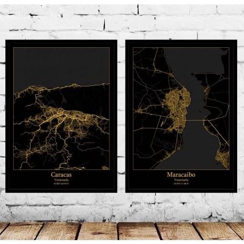 Caracas Maracaibo Venezuela Map Poster