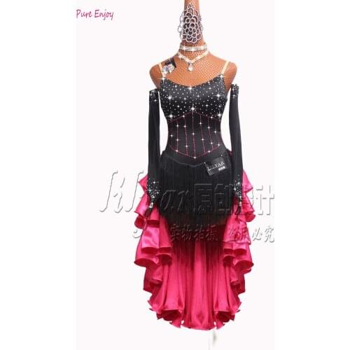 Sexy dress latin dance clothes for women latin dance long sleeves dress girls latin dance dress Cha-cha dance dress