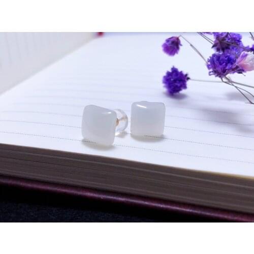 SHILOVEM 18k yellow gold Natural white Jasper drop earring classic fine Jewelry women wedding gift new 8mm yze08085512hby