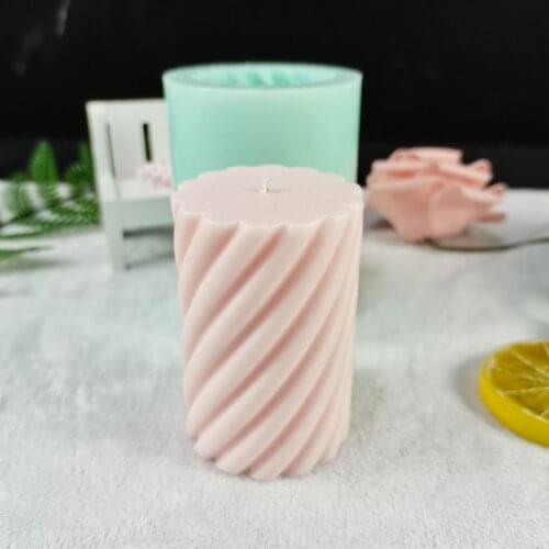 PRZY Mold Silicone 3D Wavy cylindrical Scented Candle Molds Soap Candle Mold Handmade Cake Decors Tools Clay Resin Moulds