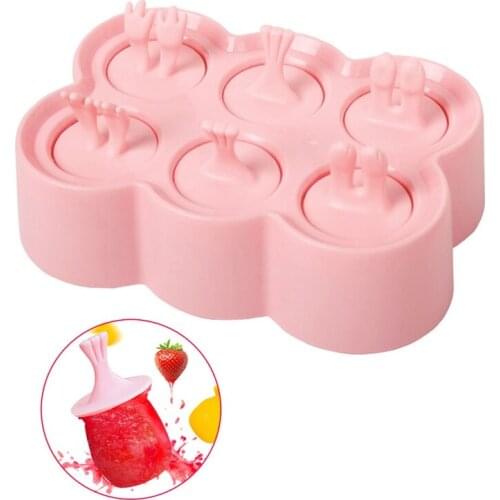 6 Cell Silicone Ice Cream Mold Popsicle Molds DIY 3D Animal Shape Dessert Freezer Fruit Juice Ice Pop Maker Mould Ice Lolly Mold