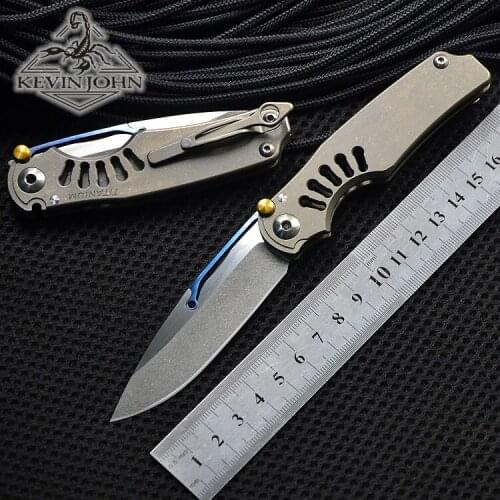 Kevin john Tilock Folding knife high quality outdoor knives Titanium handle M390 pocket Knife survival Tactical EDC tools
