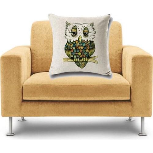 Owl Linen Square Pillowcase Home Car Decor Cushion Cover Pillow Slilp