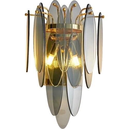 Modern LED Glass Iron Grey Blue Gold Designer LED Lamp LED Light Wall lamp Wall Light Wall Sconce For Bedroom Corridor