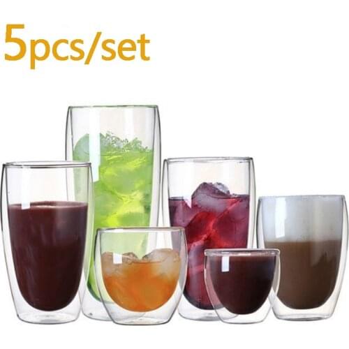 Heat Resistant Double Wall Tea Glass Cup Beer Coffee Cup Set Handmade Creative Healthy Beverage Glasses Transparent Drink