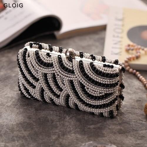 Luxury Big Pearl Bucket Bag Women Handmade Clear Beading Evening Clutch Purses And Handbags Ladies Messenger Bags Dinner