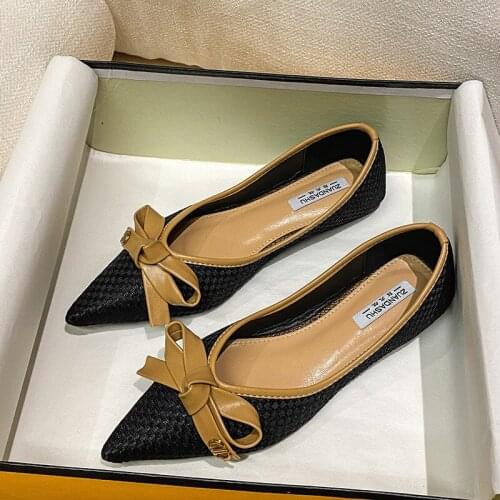 Spring Autumn Designer Shoes 2021 Womens Flat Shoes Fashion Comfortable Shoes Female Pointed Shoes Women Soft Shoes Size 34-43