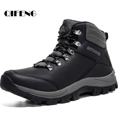 Winter Mens Waterproof Ankle Boots Rain Casual Shoes Black Luxury Outdoor Non-slip Footwear Lace Up High-top Shoe Botas Hombre
