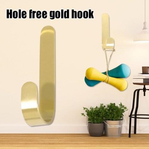 Punch-free Golden Hook Metal Clothes Hook Door Back Hooks Wall Coat Hook for Home Bathroom Bedroom Kitchen Hanger Housekeeper