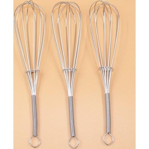 100pcs Stainless Steel Egg Beater Manual Spring Handle Egg Beater Egg Whisk Mixer Stirrer Kitchen Tools W9726