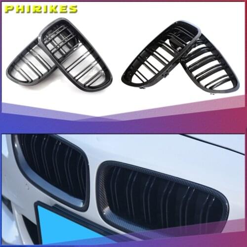 2Pcs Gloss Car Front Grille Wide Kidney Grille Grill For BMW 5 Series F10 F18 2010-2017 Front Bumper Grille