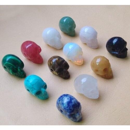 2017 Fashion top quality assorted natural stone carved skull charms and pendants for jewellery making 12pcs/lot wholesale free