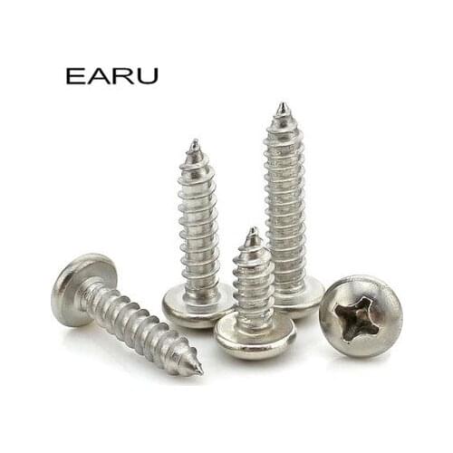 50 pieces M4*45 304 Stainless Steel Pan Round Head Self-tapping Phillips Screws Bolt T845 Standard