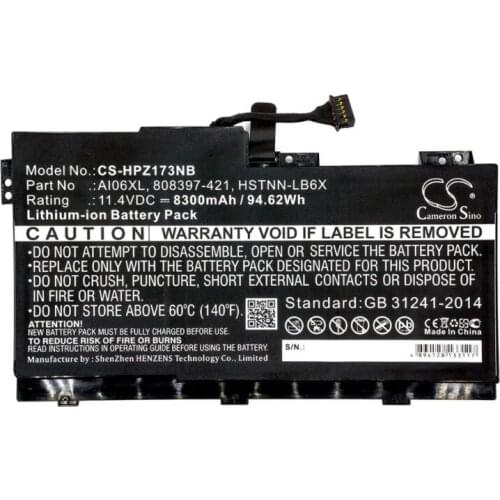 Cameron Sino 8300mAh battery for HP ZBook 17 G3 M9L94AV T7V61ET T7V62ET T7V64ET T7V65ET T7V67EA TZV66eA Workstation