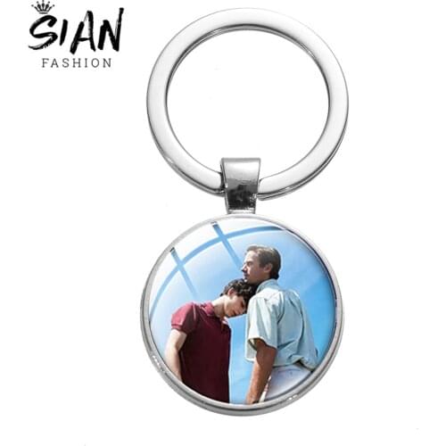 SIAN Fashion Keychains Call Me by Your Name Art Photo Glass Round Key Chains For Men Women Fans High Quality Accessories Jewelry