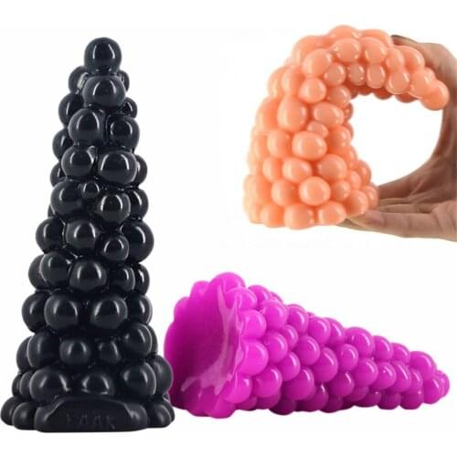 Grape Design Huge Dildo Erotic Big Butt Plug Beads Massage Vaginal Anus Expander Anal Dildo Sex Toy For Women Men Gay Masturbate