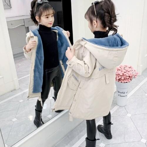Children Winter Jacket for Girls Clothes Warm Plus Velvet Princess Cotton Coat Kid Outdoor Thick Parka Clothing Hooded Outerwear