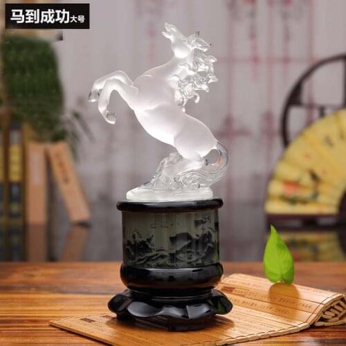 GOOD 2021 HOME office Company shore ornament talisman Success Good Luck ZHAO CAI crystal horse FENG SHUI Mascot Statue