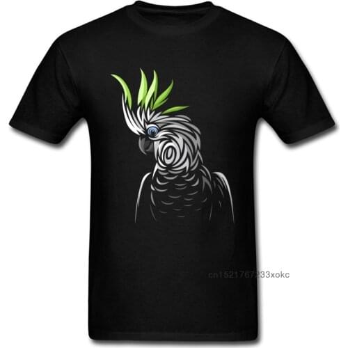 Art Design Tribal Parrot T-shirt Men Hip Hop Tees Black T Shirt Summer Fashion Clothing Hipster Tops Bird Print Tshirt