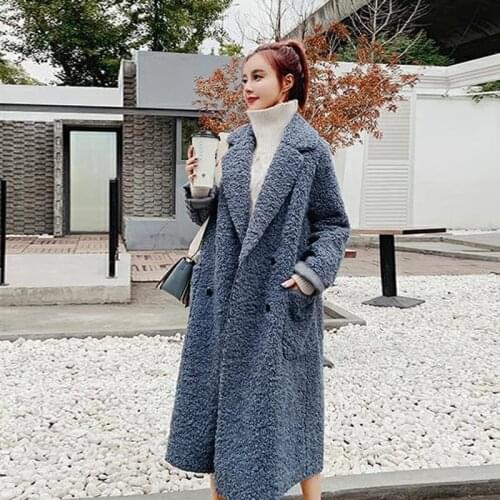 Heydress Cashmere Coat Parka Female Sheep Sheared Jacket Long Female Fur Coat Lamb Hair Autumn Warm Plus Size Women Coat