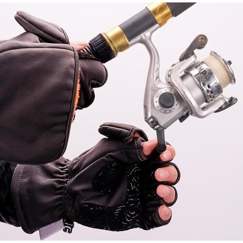 1 Pairs Leather Fishing Gloves Three Figner High-Quality Fabrics Winter Anti-Slip Outdoor Waterproof Riding Mens Hiking Womens