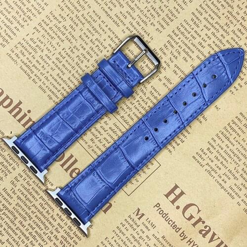 Leather Strap for iwatch 5 4 3 2 1 Dark Blue Color Sport Loop for Apple Watch Band 44mm 40mm 42mm 38mm + Adapters
