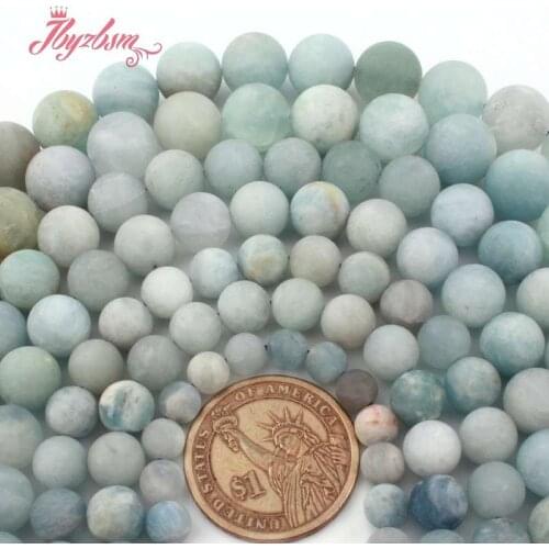 6 8 10mm Round Beads Ball Frost Aquamarines Natural Stone Beads For Bracelet Necklace DIY Jewelry Making Loose 15" Free Shipping