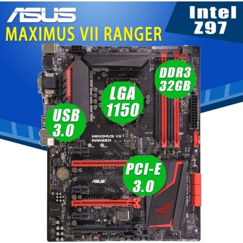 LGA 1150 Asus MAXIMUS VII RANGER Motherboard DDR3 32GB Gaming PCI-E 3.0 M.2 VGA Support HIFI Desktop Intel Z97 Placa-Mãe Gaming